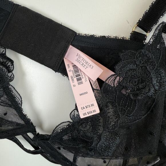 NWT Victoria’s Secret Very Sexy Unlined Demi Bra Lace Black $59 - 36DDD - Picture 4 of 7